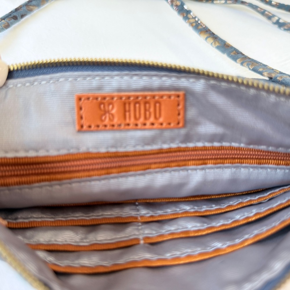 HOBO Int'l DARCY Convertible Blue Mirrored Cheetah Print Xbody Clutch Shoulder - Picture 13 of 14